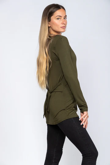 BLACK BOAT NECK LONG SLEEVES SLIM FIT TUNIC TOP VT22359