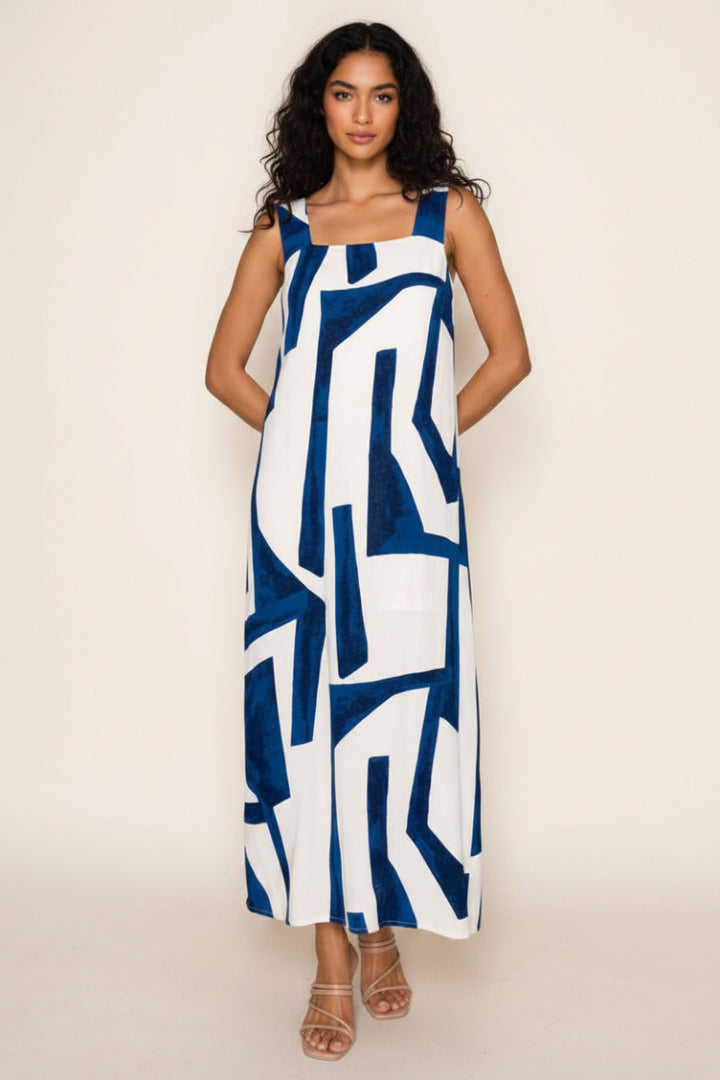 SLEEVELESS GEOMETRIC MAXI DRESS WBD90760XL