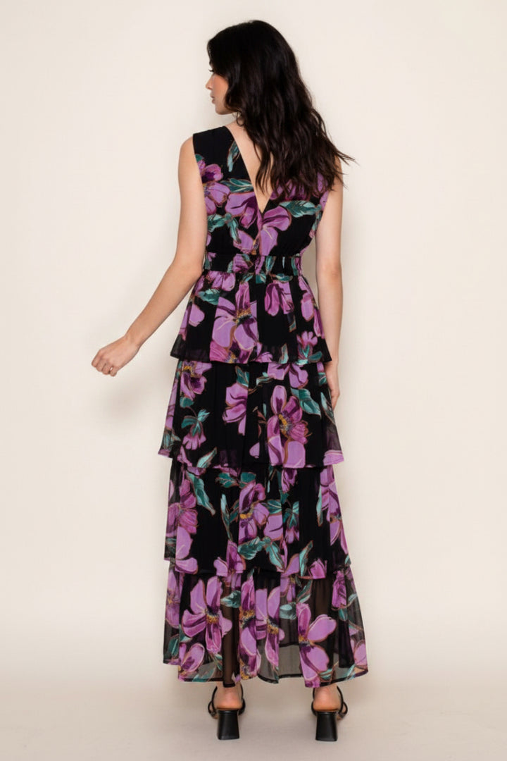 SLEEVELESS FLORAL PRINT MAXI DRESS-WBD90754XL