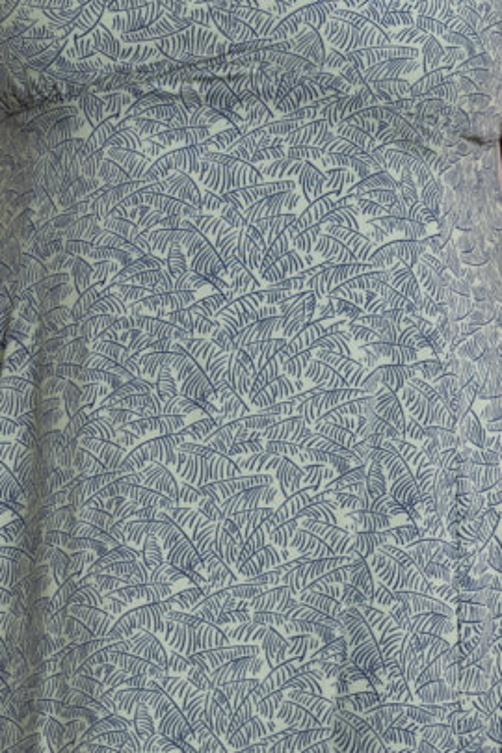 SAGE LEAF PRINT SPAGHETTI STRAP PLUS SIZE MINI DRESS-D3639SX