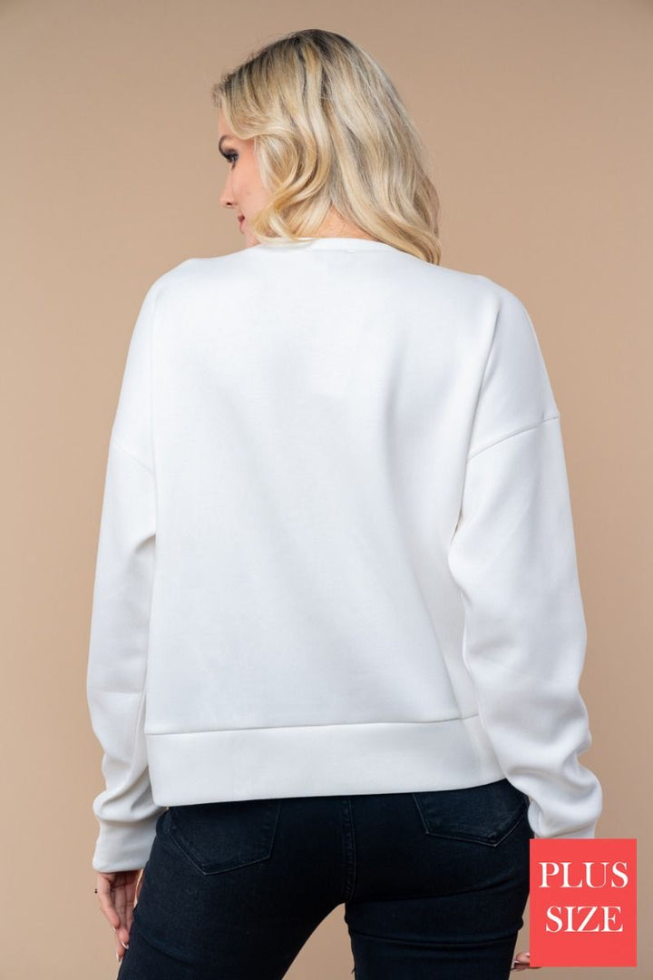 LONG SLEEVE SEQUIN GRAPHIC PULLOVER SWEATSHIRT