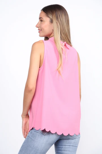 MOCK NECK SLEEVELESS PETALS HEMLINE TOP TT2708