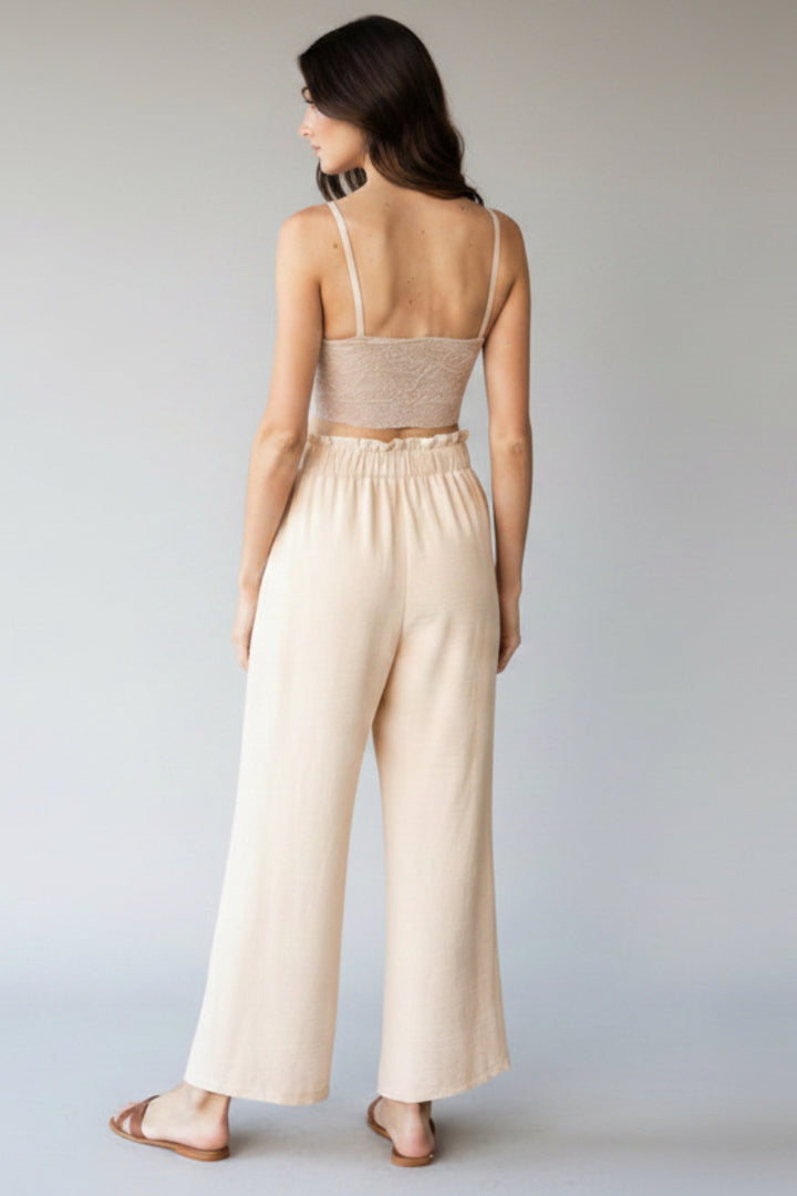 SOLID CASUAL PANTS WITH PAPERBAG WAISTBAND-HMEP6700-11