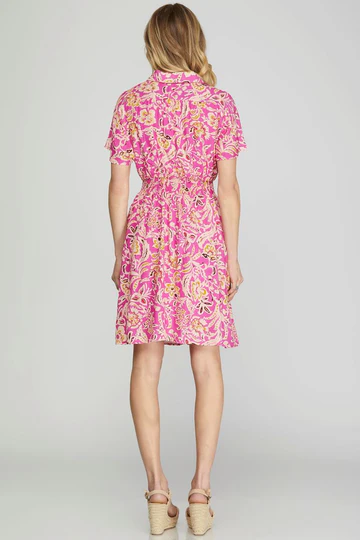 COLLARED DROP SHOULDER WOVEN MINI DRESS SKSY6552