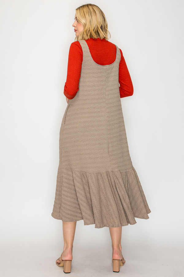 PLUS SIZE JUMPER DRESS FEATURING BUTTON STRAP DETAILS