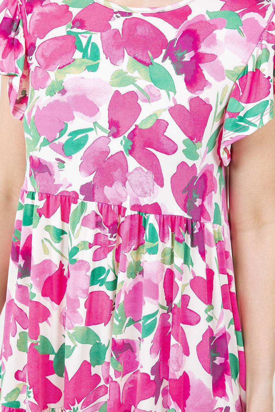 CASUAL PLUS SIZE SHORT DRESS RUFFLE SLEEVES DETAIL-SHVC5842