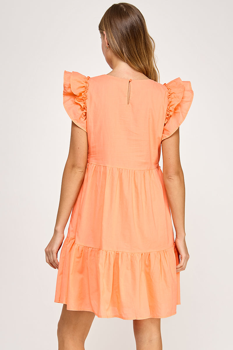 EMBROIDERED TIERED BABYDOLL  MINI DRESS-AVD51323