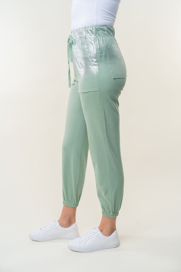 HIGE WAISTED SOLID KNIT JOGGER  PANTS