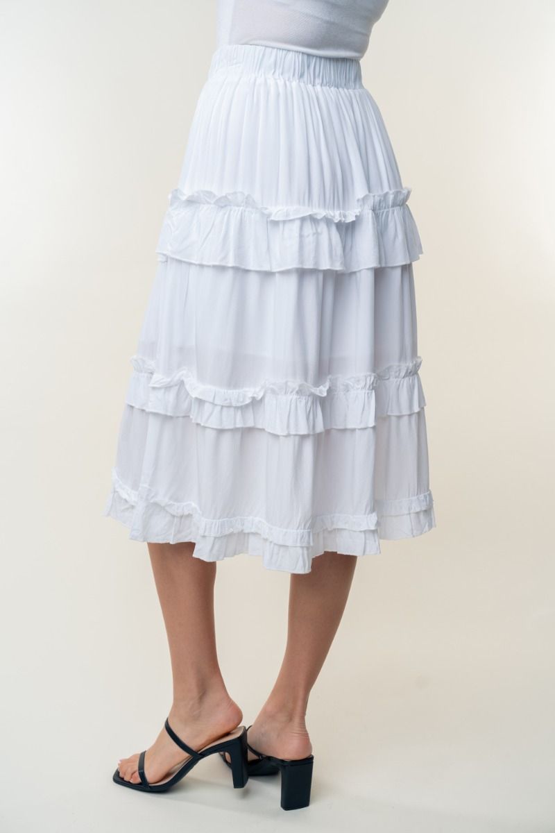 HIGH WAISTED SOLID WOVEN SKIRT