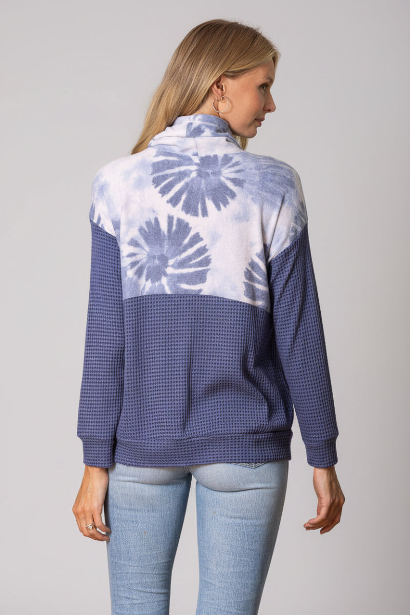 COWL NECK WAFFLE KNIT TOP TT3466PB-
