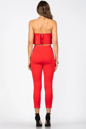 RED TUBE AND PANTS TWO PIECE SET BS01225
