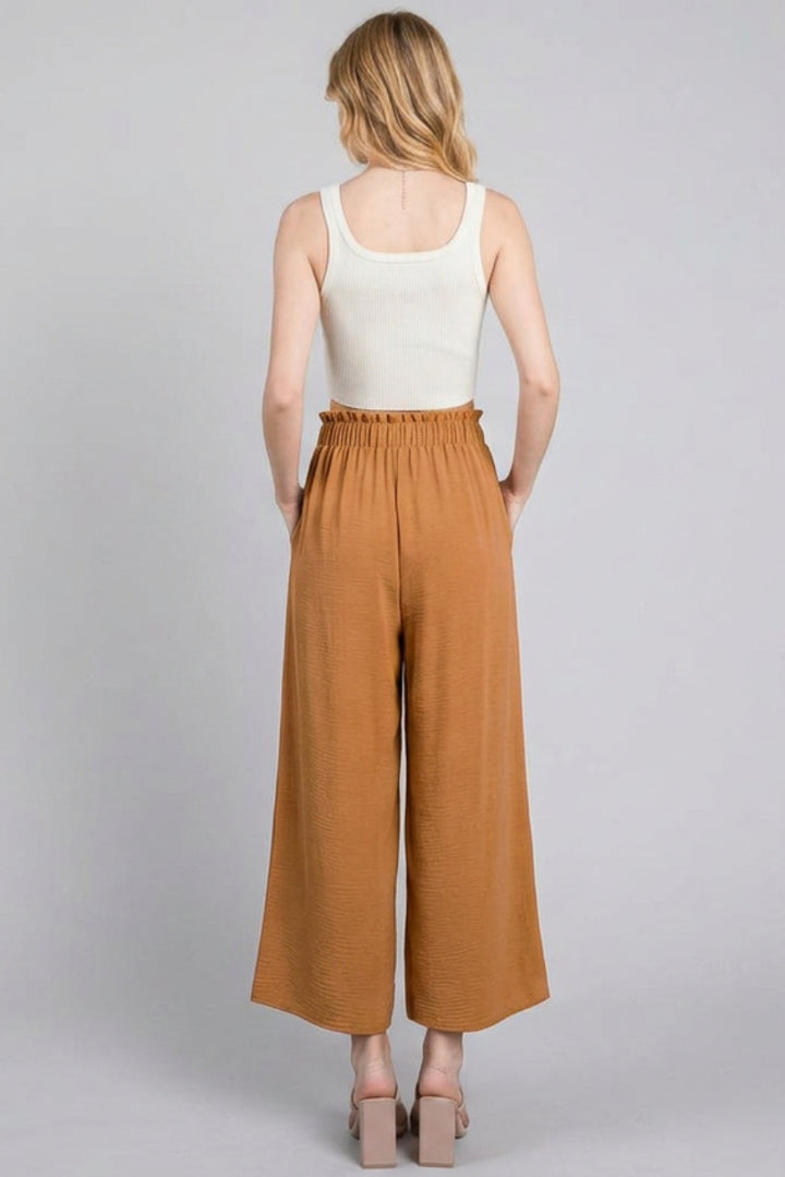 SOLID CASUAL PANTS WITH PAPERBAG WAISTBAND-HMEP6772-10