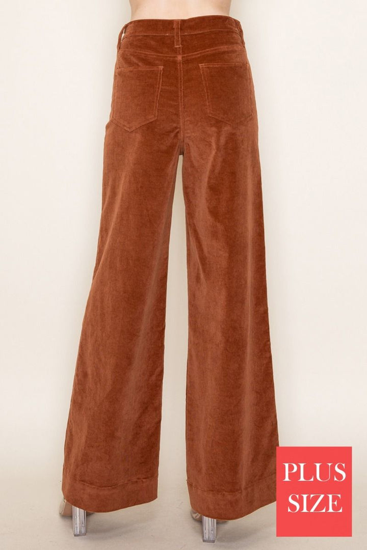 PLUS SIZE HIGH WAISTED SOLID LONG PANTS-WBP80235P