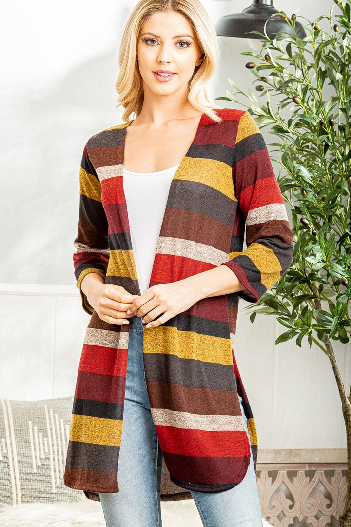 MULTI COLOR STRIPE OPEN CARDIGAN HMSJ1006-54