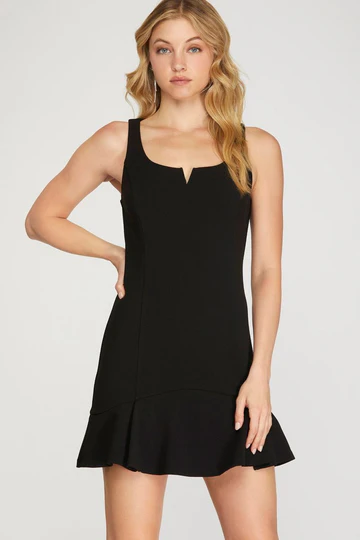 PLEATED HEAVY KNIT SKIRT HEM MINI DRESS SKSY6567