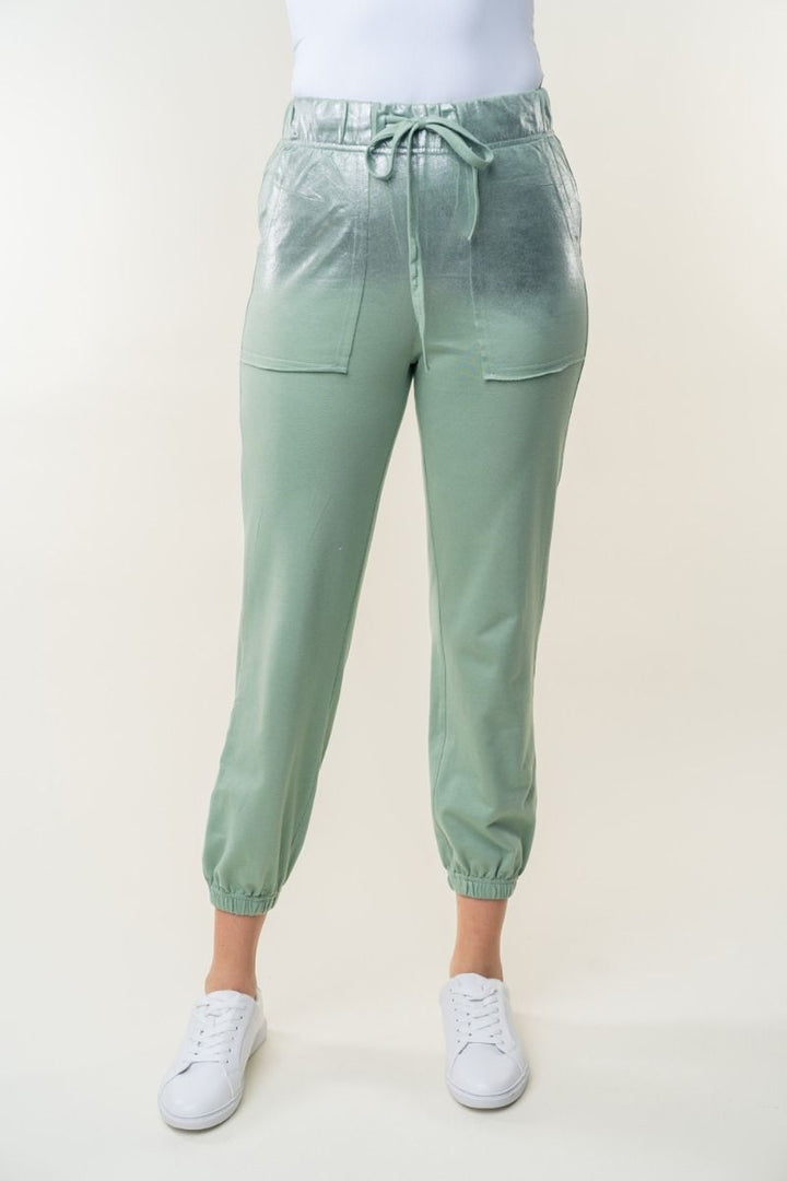 HIGE WAISTED SOLID KNIT JOGGER  PANTS