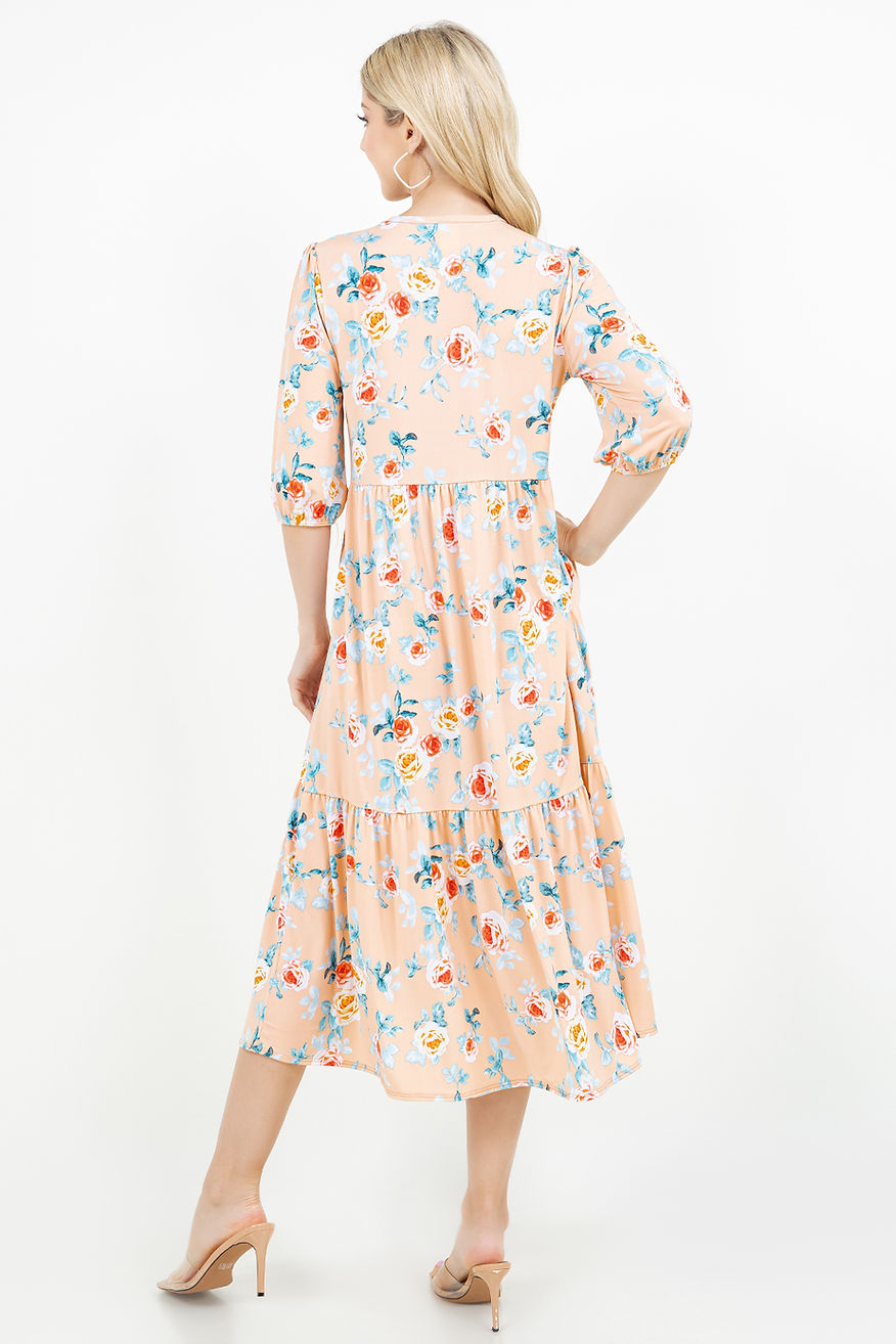 PLUS SIZE FRONT TIE BOW MIDI DRESS-SHVL5999