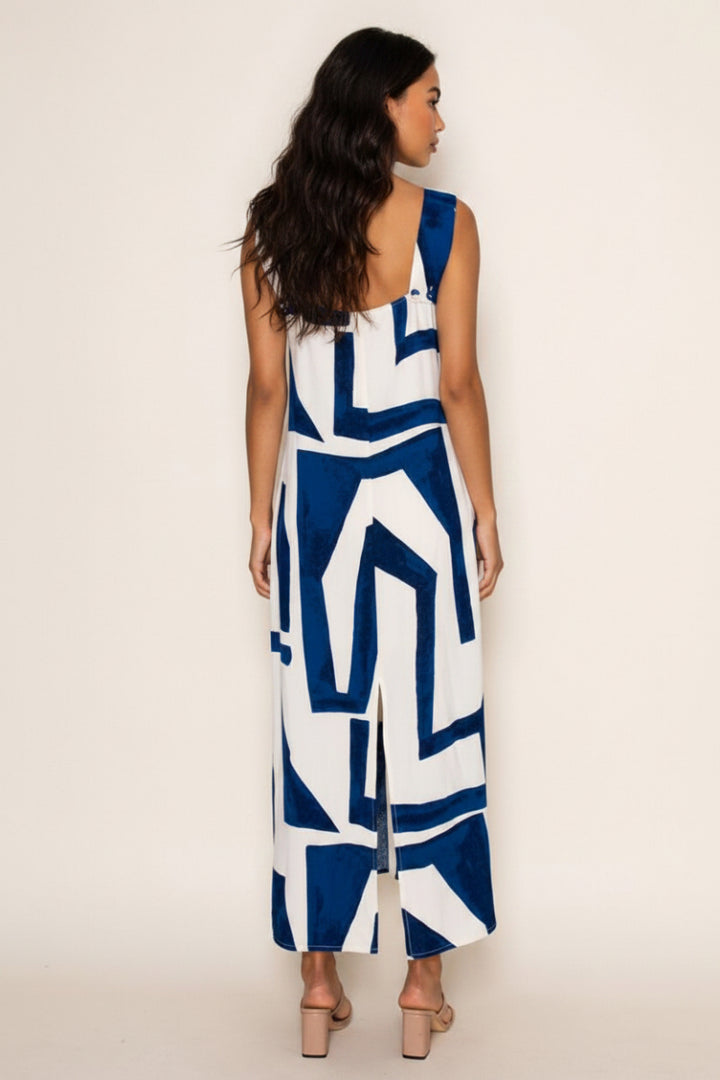 SLEEVELESS GEOMETRIC MAXI DRESS WBD90760XL