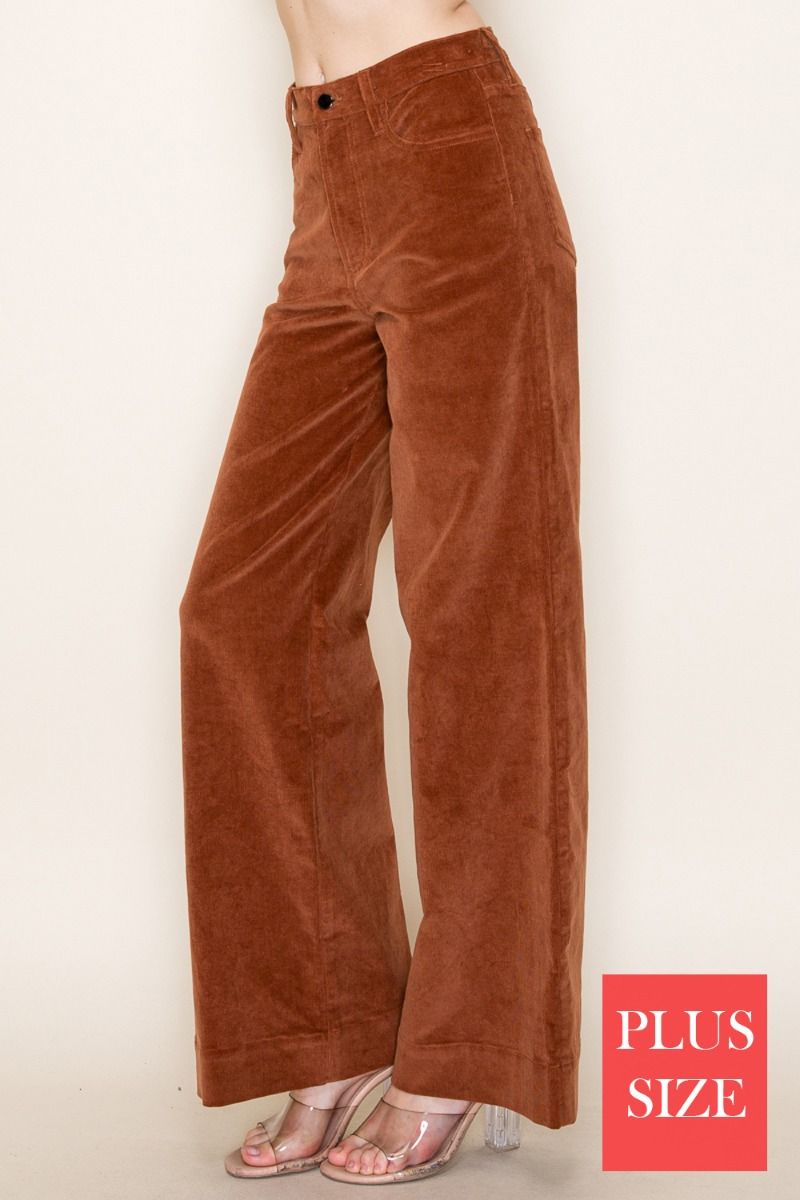 PLUS SIZE HIGH WAISTED SOLID LONG PANTS-WBP80235P