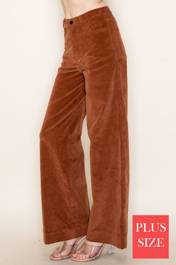 PLUS SIZE HIGH WAISTED SOLID LONG PANTS-WBP80235P