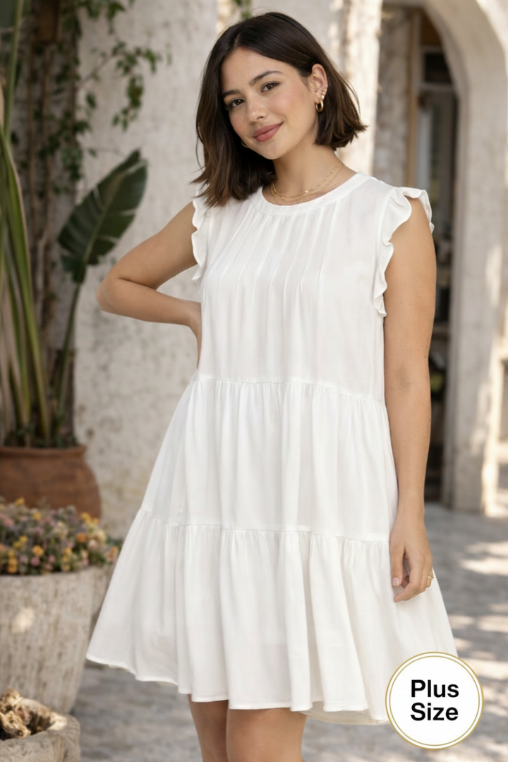 PLUS SIZE SLEEVELESS  TIERED MINI DRESS- AVD51311XX