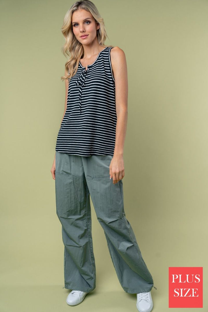 HIGH WAISTED SOLID WINDBREAKER PLUS SIZE JOGGER