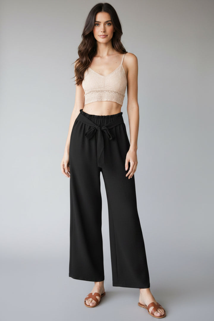SOLID CASUAL PANTS WITH PAPERBAG WAISTBAND-HMEP6700-11