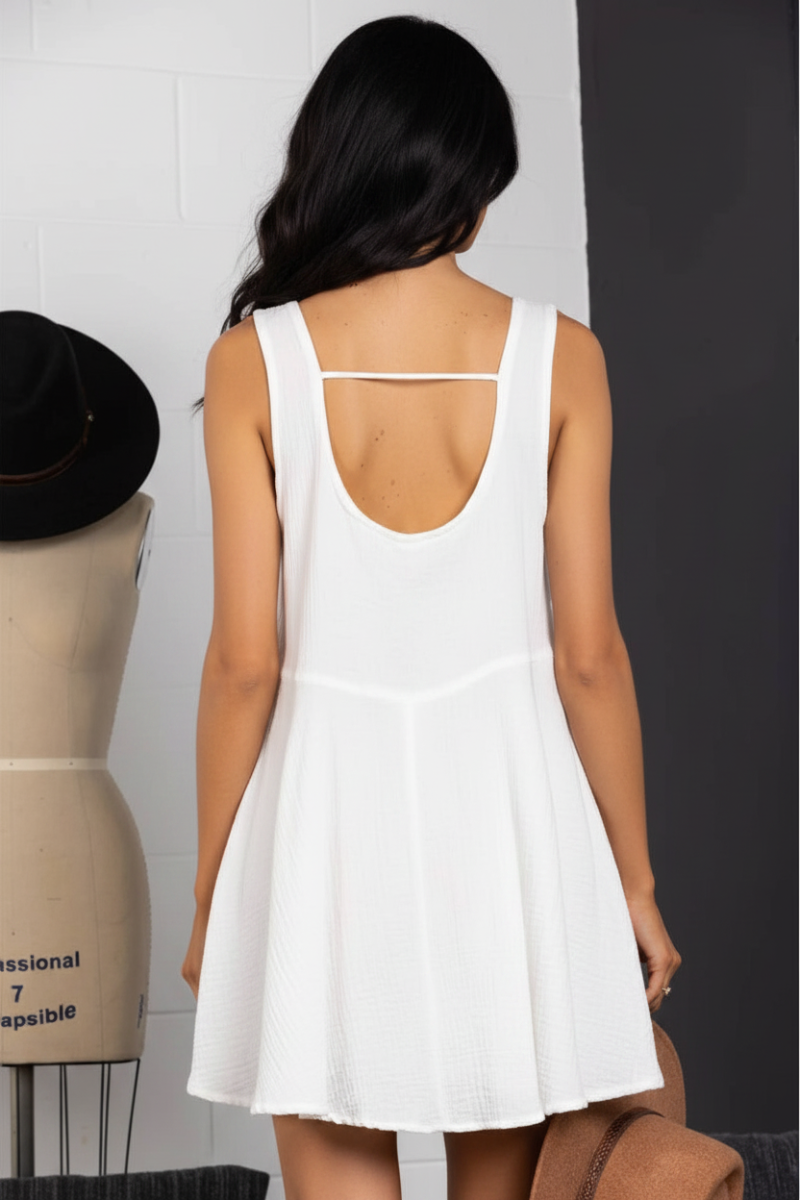 SLEEVELESS SIDE POCKET CAMI MINI DRESS-DC50732SA *