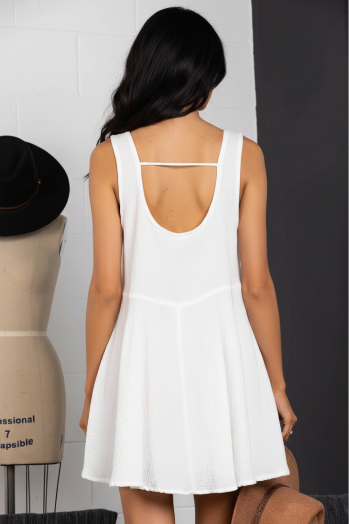 SLEEVELESS SIDE POCKET CAMI MINI DRESS-DC50732SA *