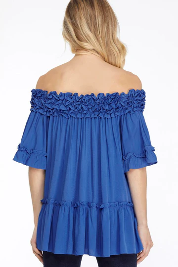 RUFFLED OFF SHOULDER TIERED TOP SKSY6273