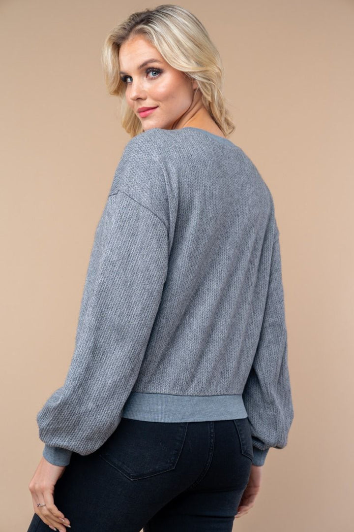 SOLID KNIT PULLOVER TOP-WBT25521XL