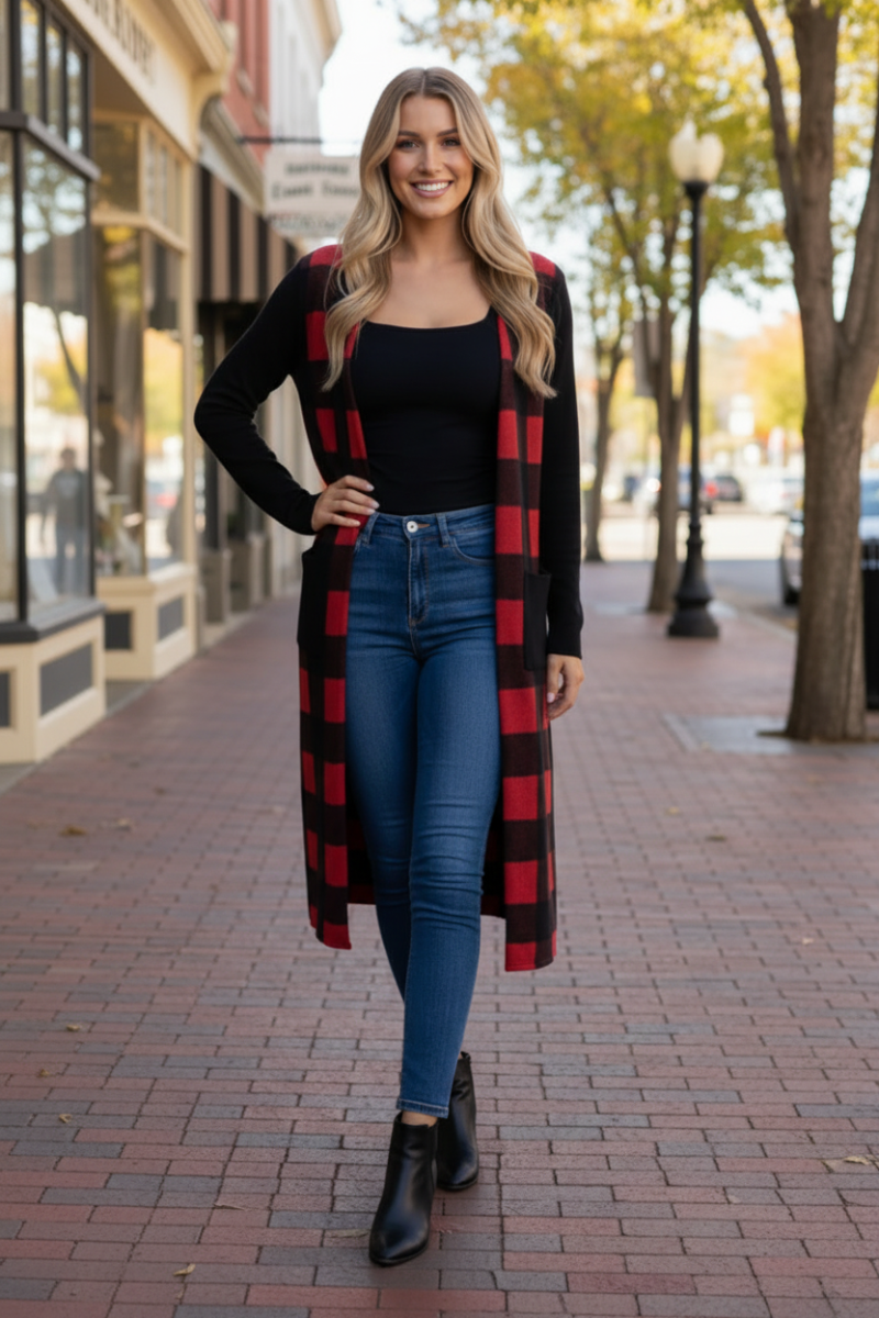 OPEN FRONT PATCH POCKET LONG CARDIGAN SG21022