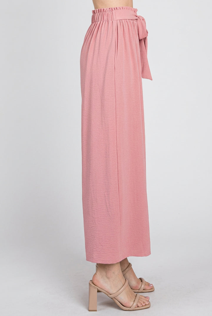 PLUS SIZE SOLID CASUAL PANTS WITH PAPERBAG WAISTBAND-HMEP6772-10