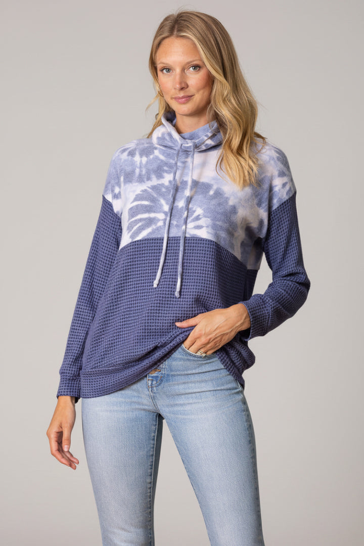 COWL NECK WAFFLE KNIT TOP TT3466PB-