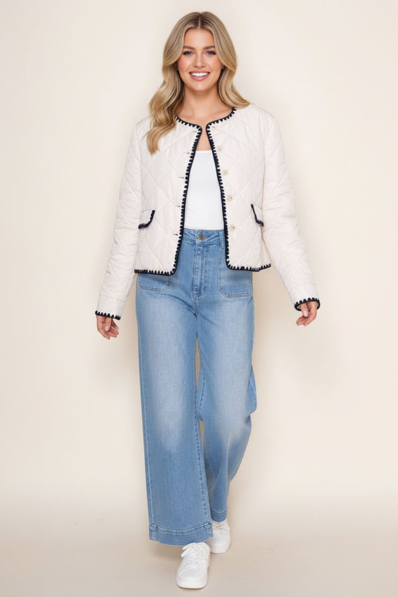 PLUS SIZE BUTTON DOWN LONG SLEEVE JACKET WB11160P