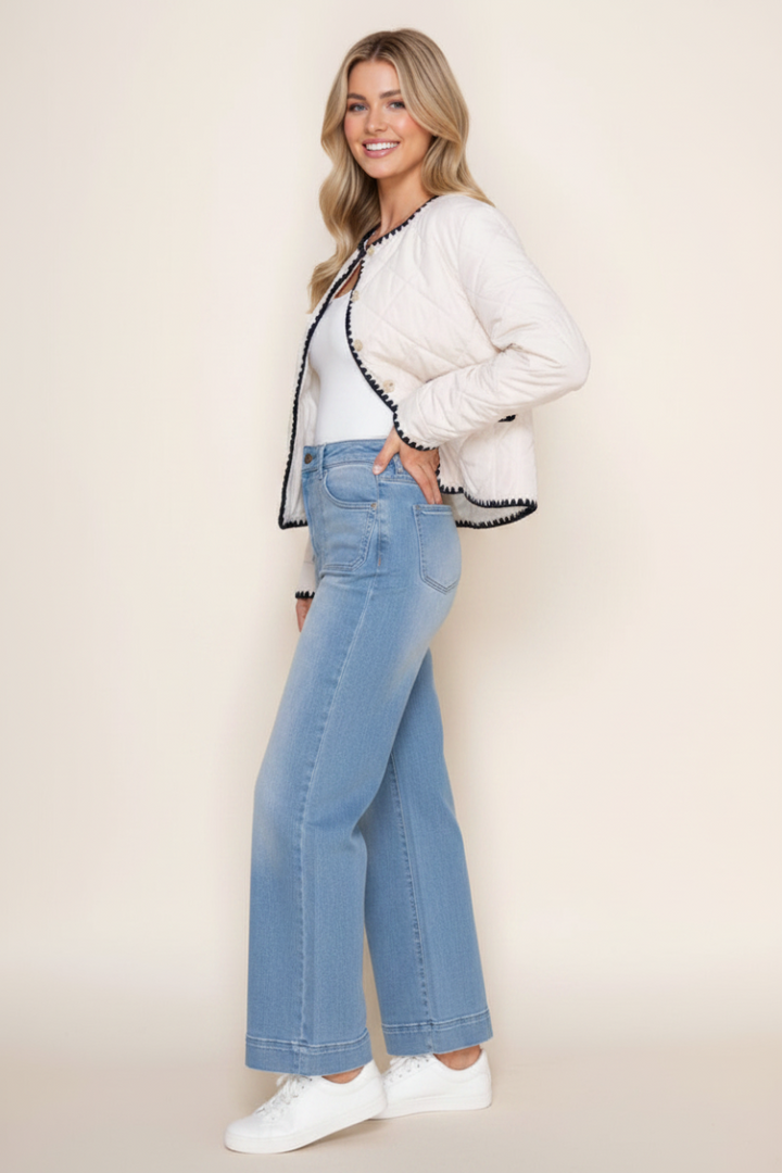 PLUS SIZE BUTTON DOWN LONG SLEEVE JACKET WB11160P