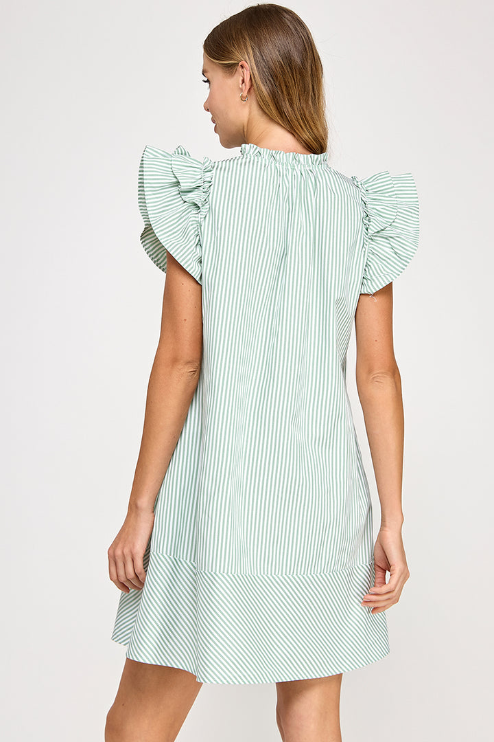 VERTICAL STRIPE WOVEN MINI DRESS-AVD51300