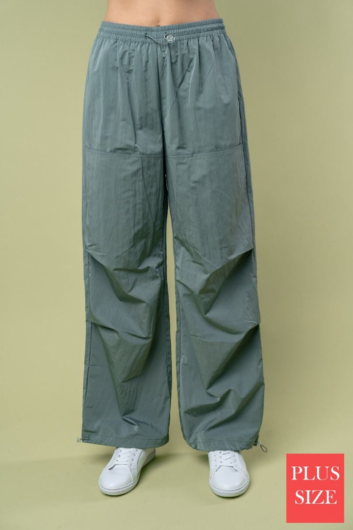 HIGH WAISTED SOLID WINDBREAKER PLUS SIZE JOGGER