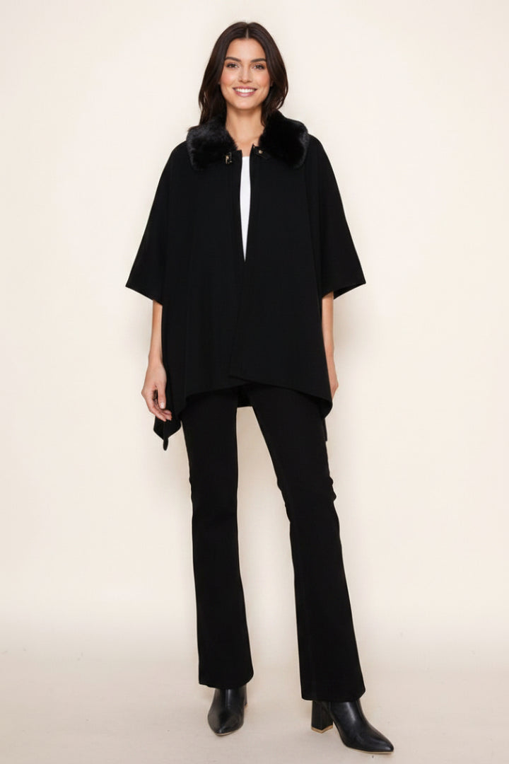 3/4 SLEEVE FUR NECKLINE COVER-UP-WBT11143XL