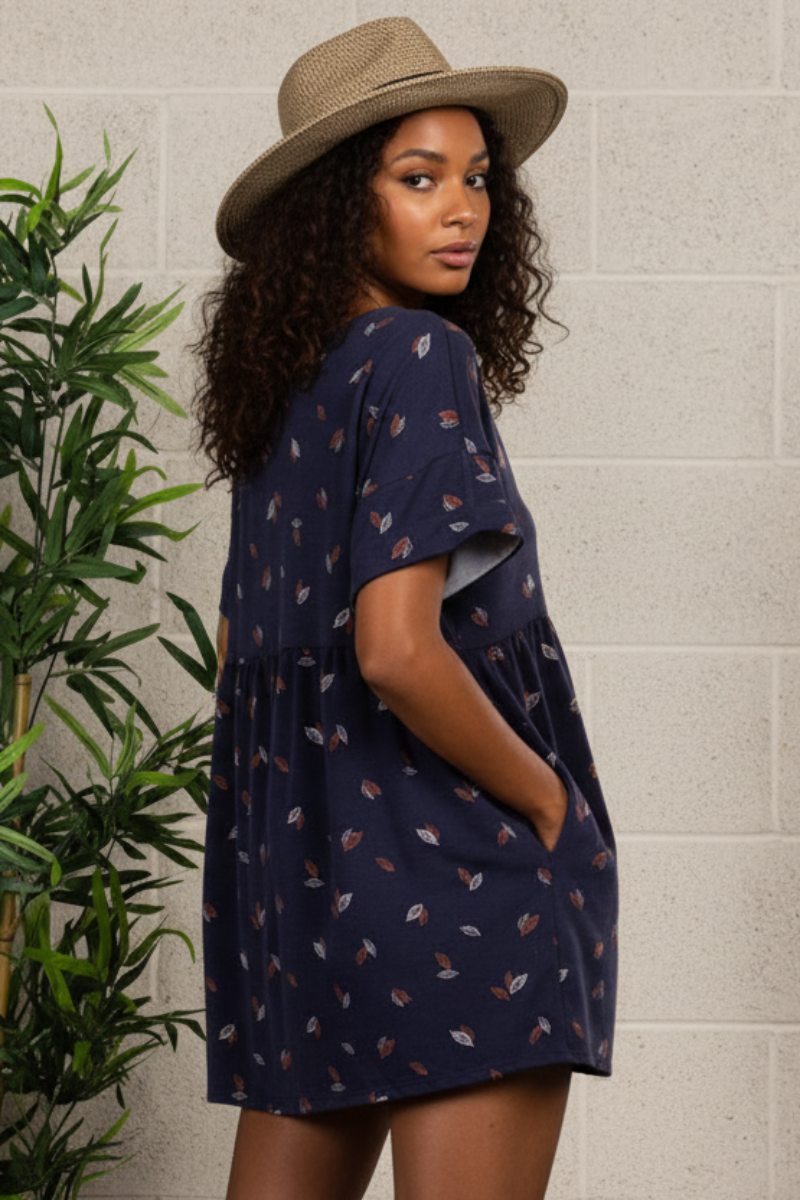 LEAF PRINT V NECK CRISS CROSS ROMPER-BJ6877PB*