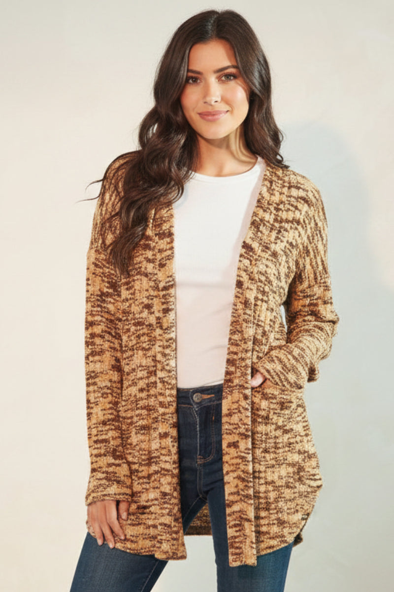 LONG SLEEVE MULTI COLOR KNIT HOODIE OPEN CARDIGAN HMSJ1032-30