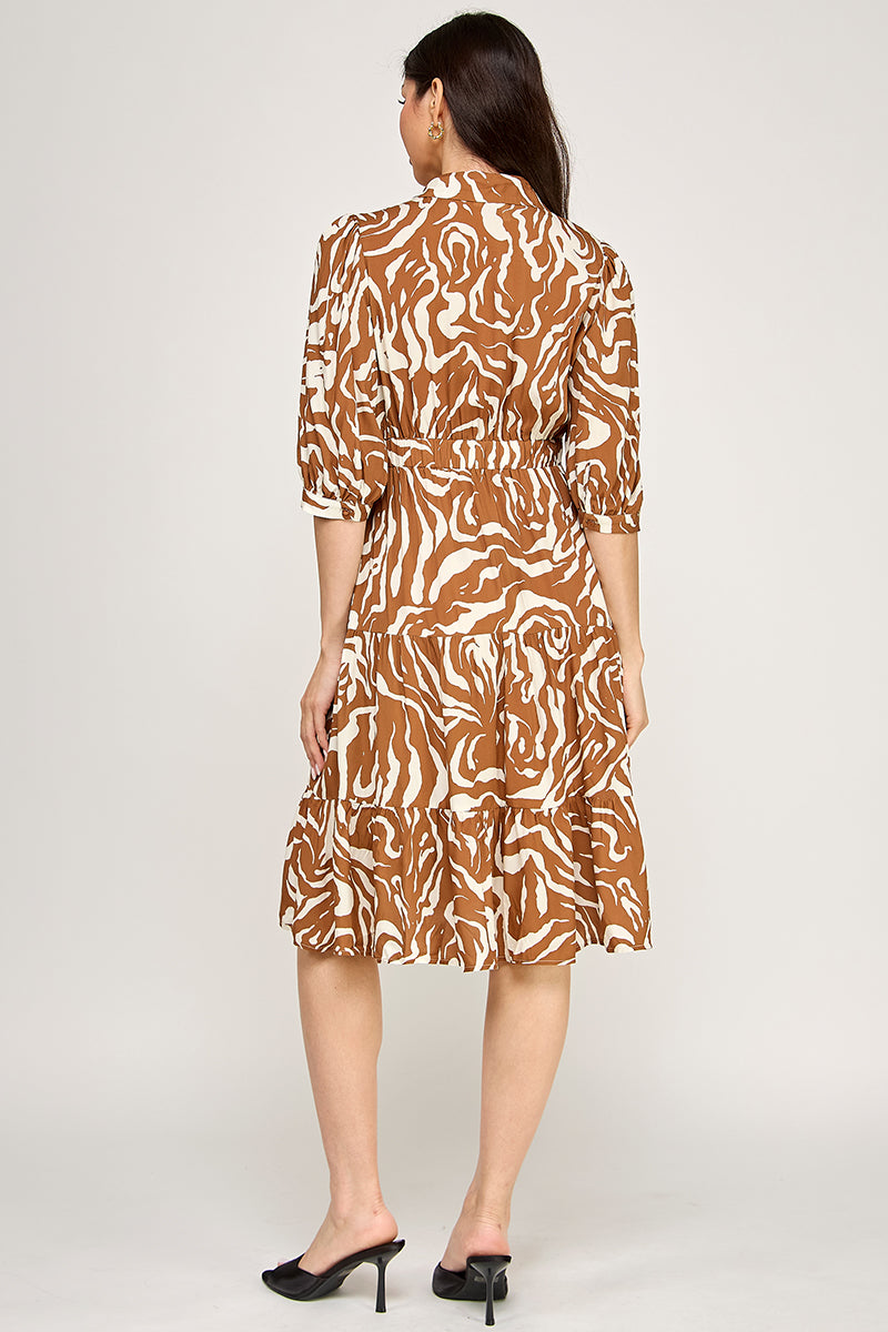 COLLARED BUTTON DOWN MIDI DRESS