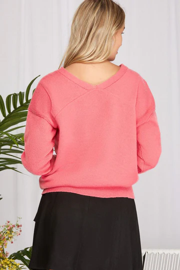 V-NECK LONG SLEEVES SWEATER TOP SKSY3396