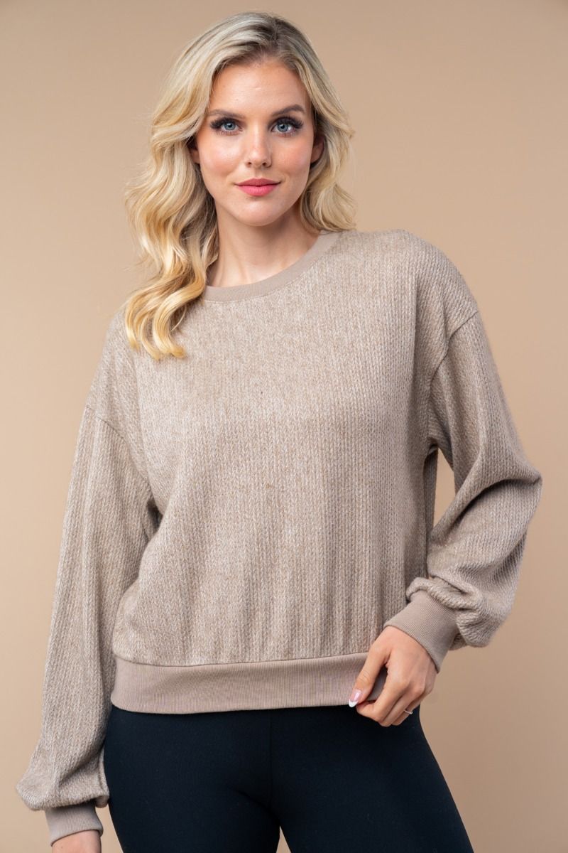 SOLID KNIT PULLOVER TOP-WBT25521XL