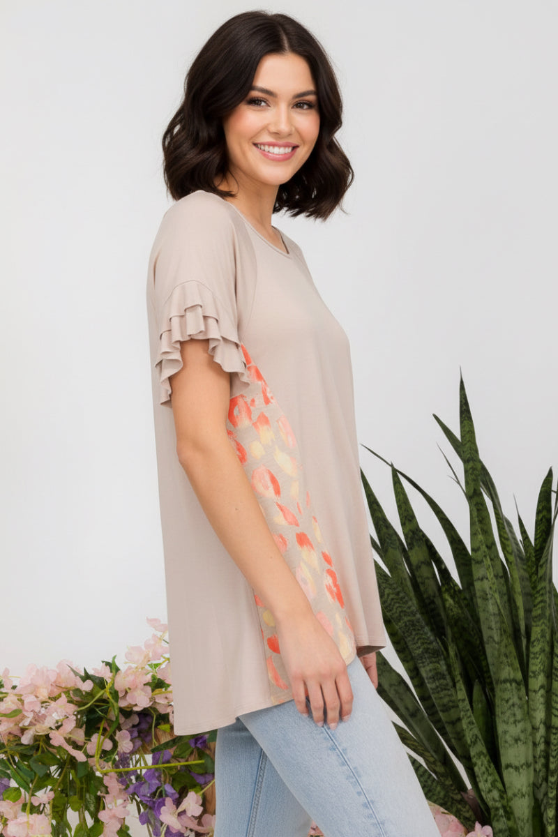 COLORFUL LEOPARD PRINT CONTRAST TOP-CLCT43779
