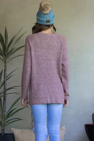 SOFT KNIT CRISSCROSS SWEATER-'