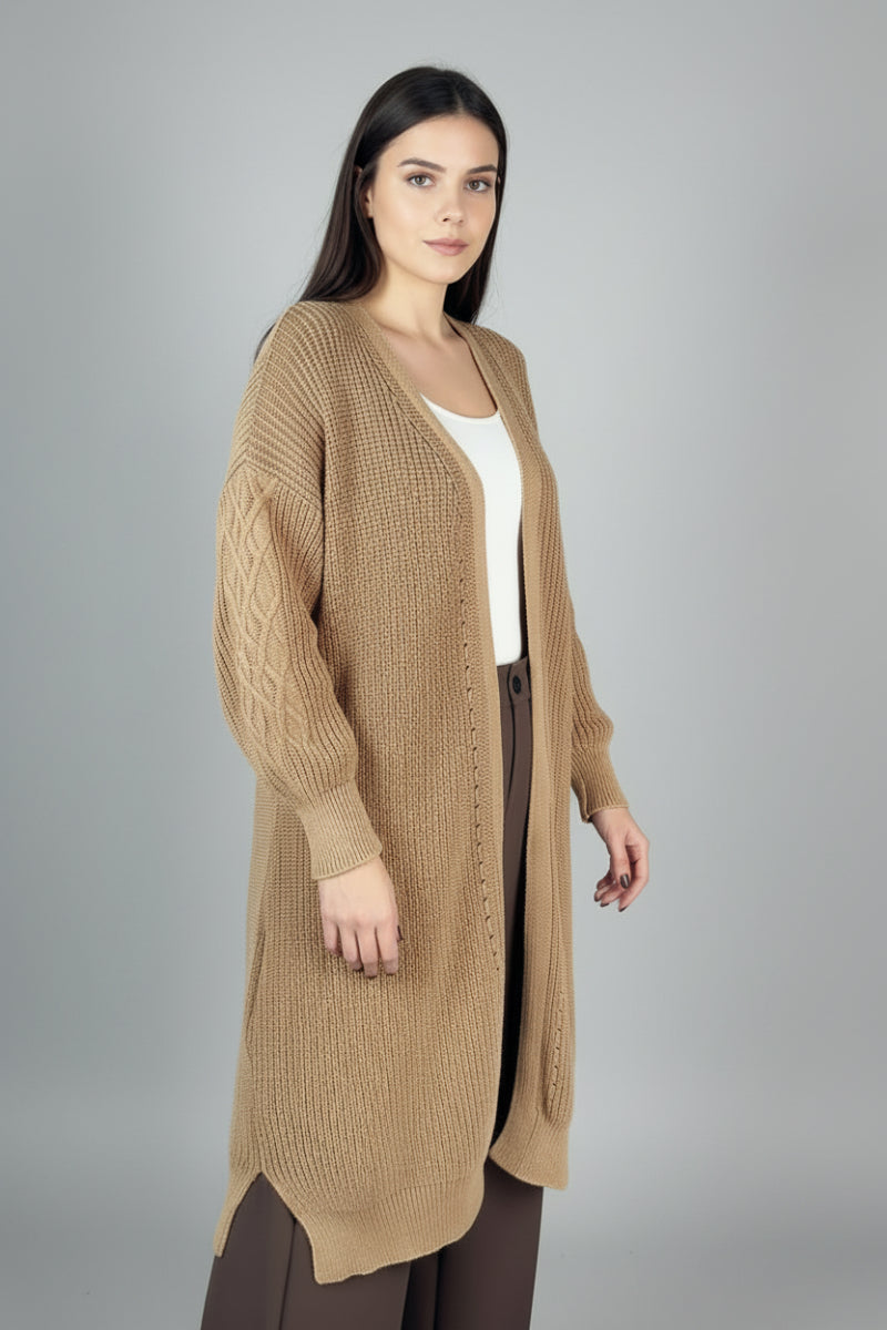 LONG SLEEVE SOLID KNIT CARDIGAN-WBT10400XL