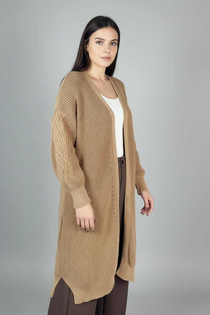 LONG SLEEVE SOLID KNIT CARDIGAN-WBT10400XL