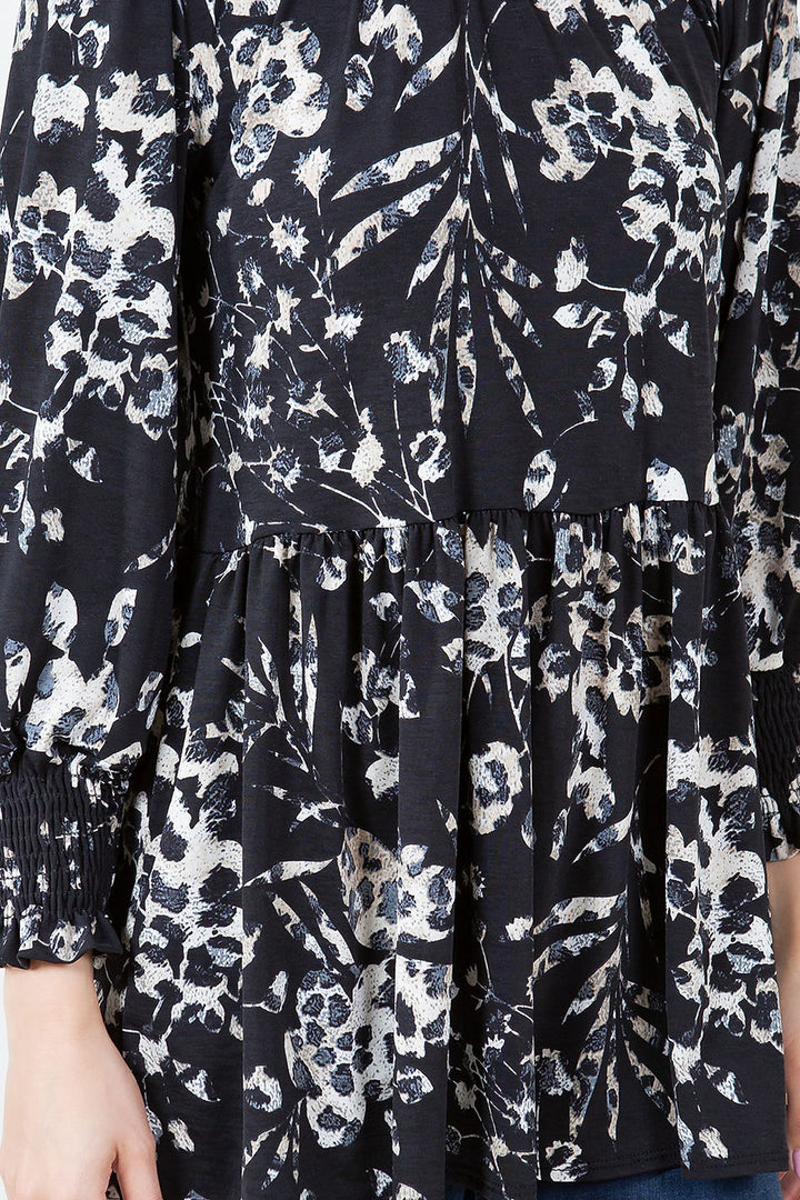 PLUS SIZE CREW NECK FLORAL TUNIC TOP