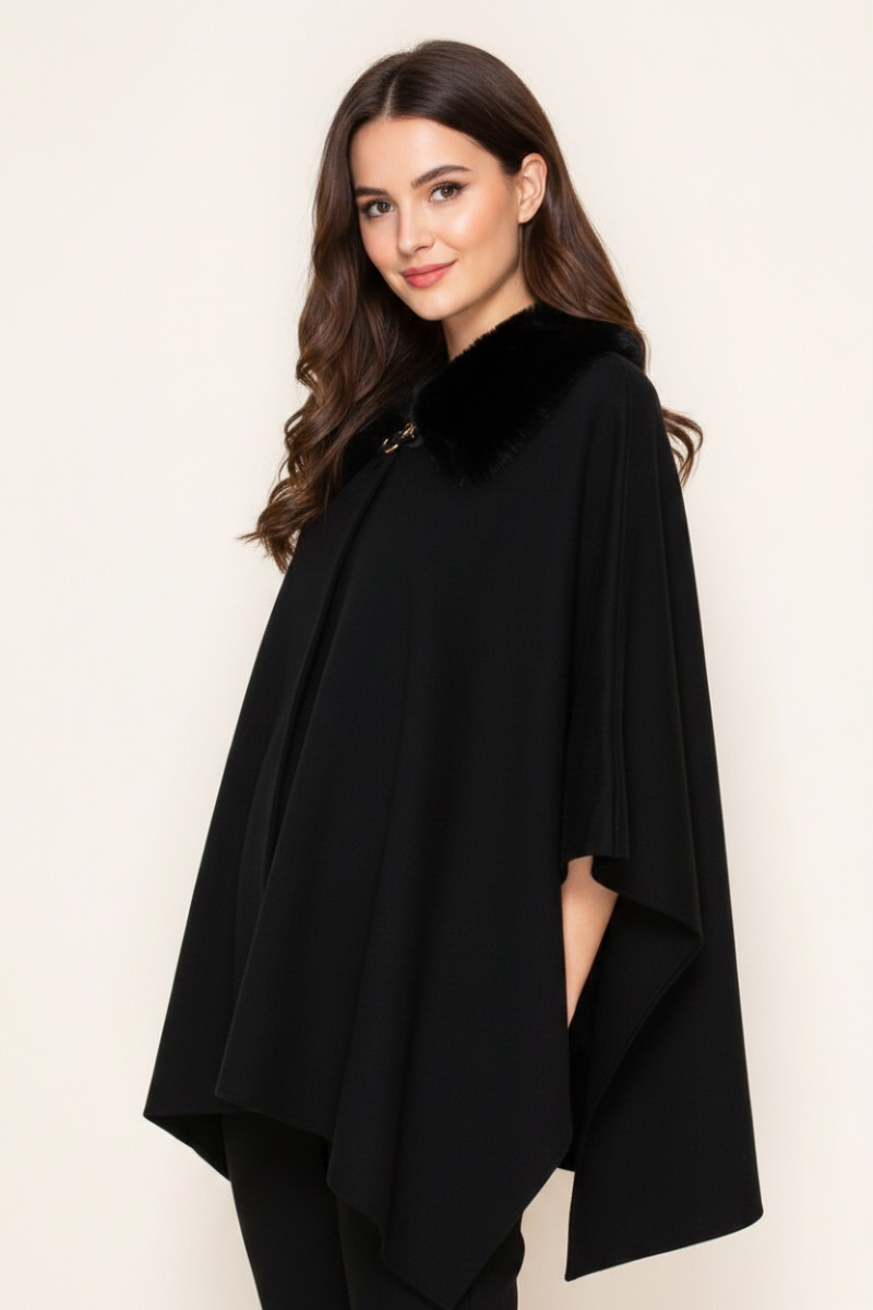 3/4 SLEEVE FUR NECKLINE COVER-UP-WBT11143XL